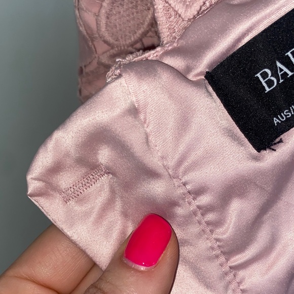 Bardot Strap Pink Lace Dress - Picture 13 of 16